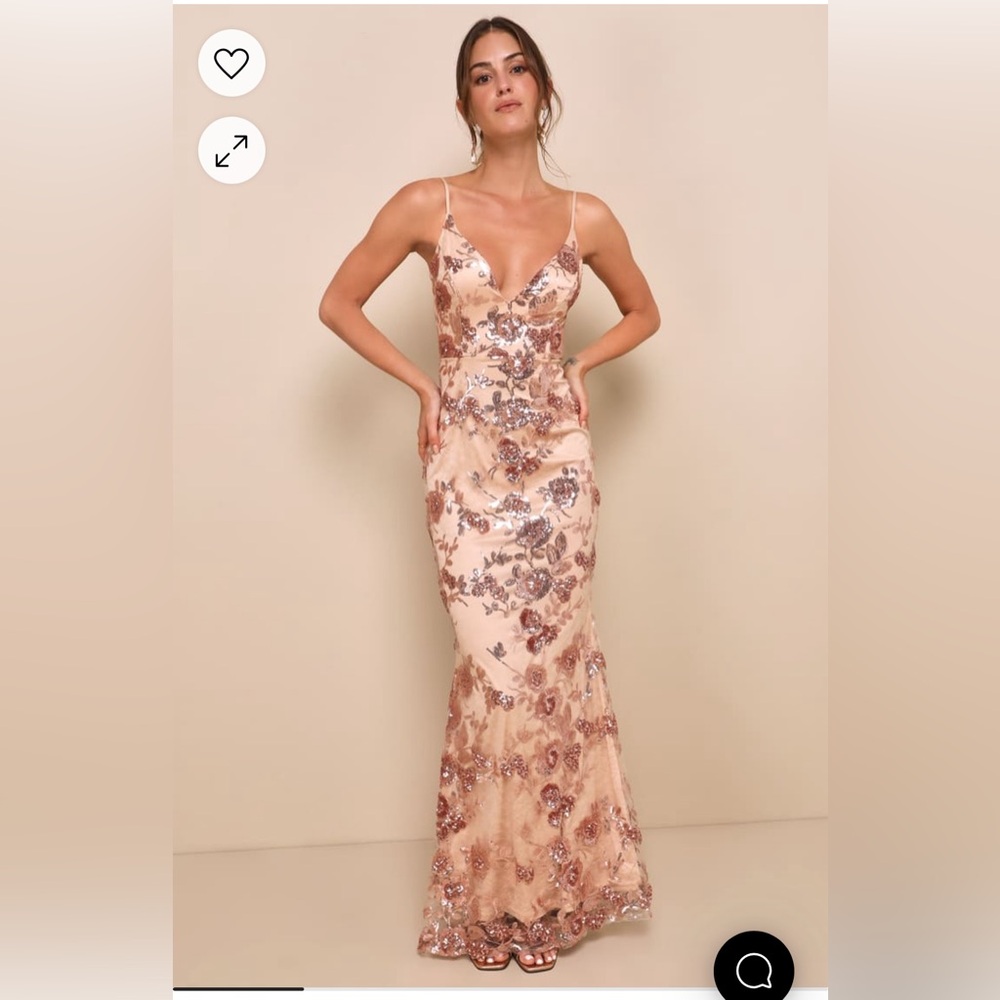 Women’s Lulus Rose Gold Sequin Mermaid Dress - XS